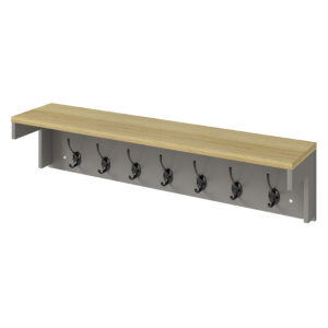 Levede Coat Rack Wall Mounted Shelf 7 Double Hooks Storage Entryway Hallway Grey